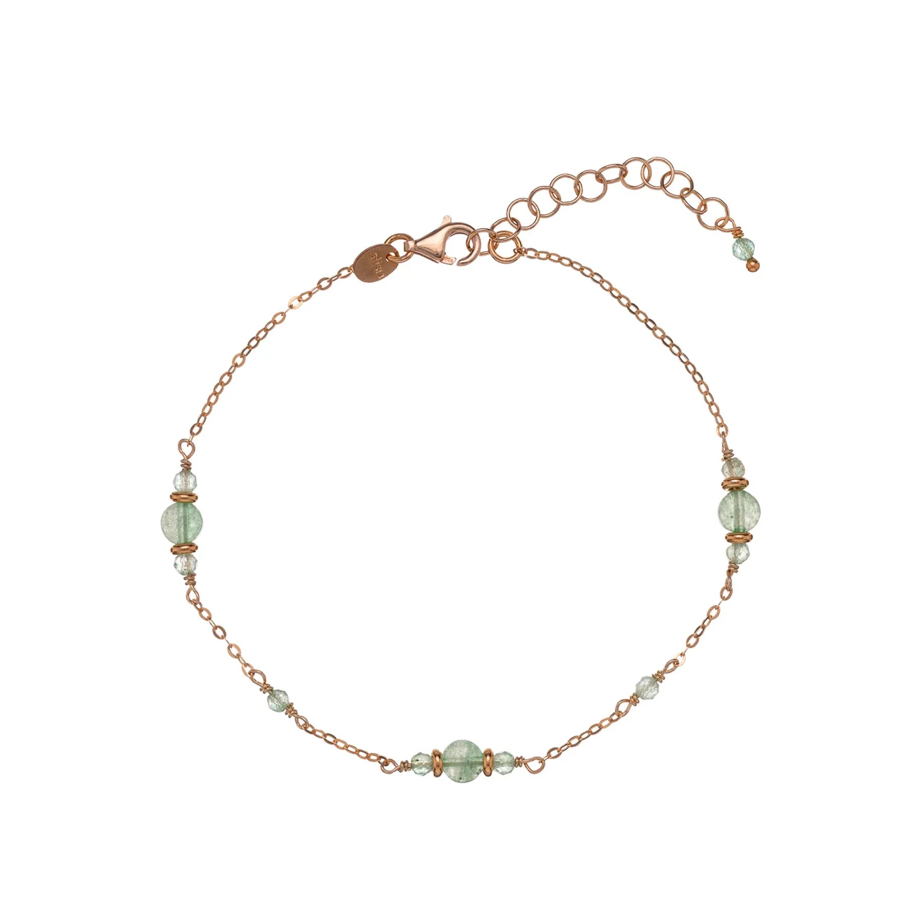 Produktfotografie von den rosevergoldeten Alisia Silberarmband AL4268 mit Aventurin Steinen