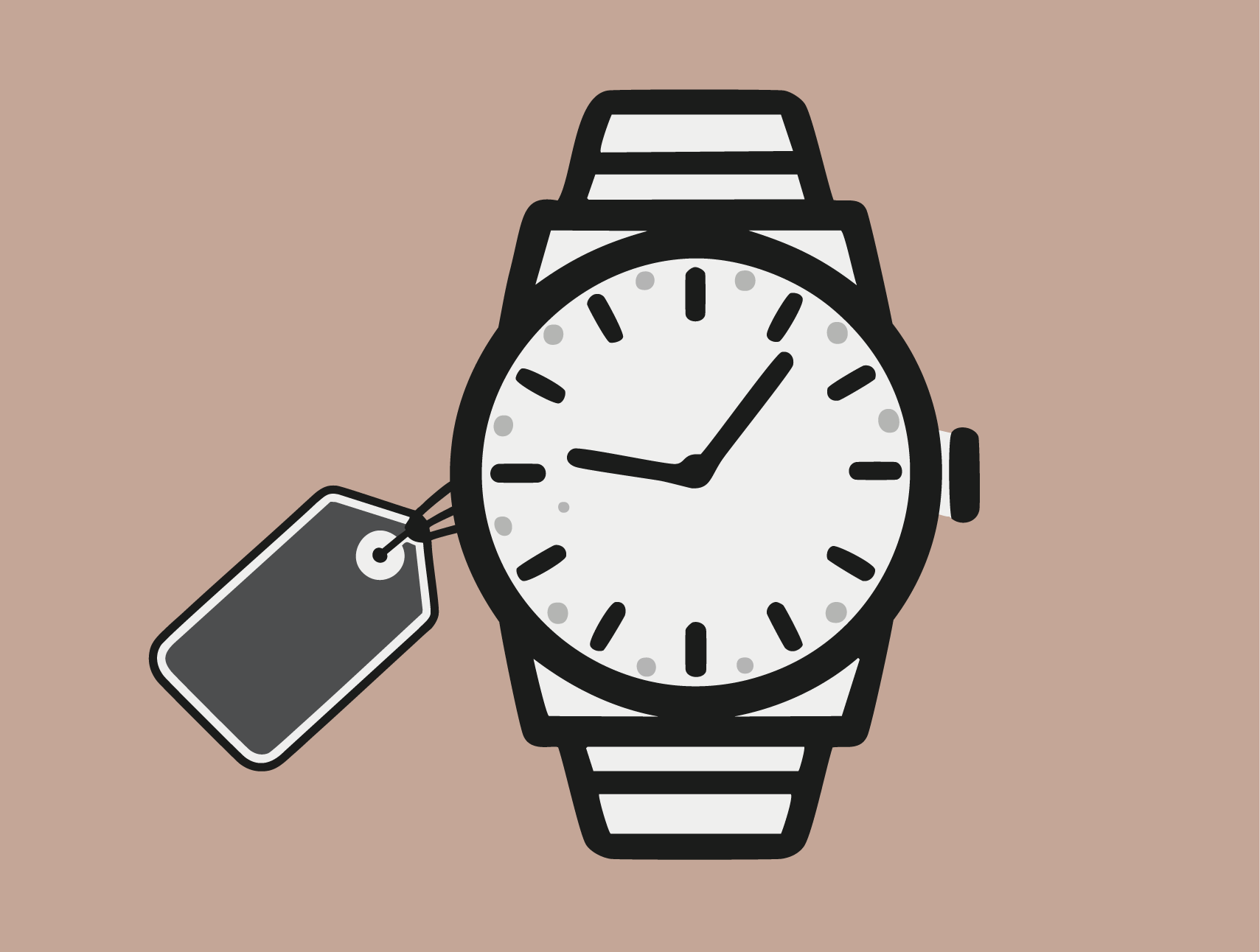 Icon einer Uhr mit einem Preisschild