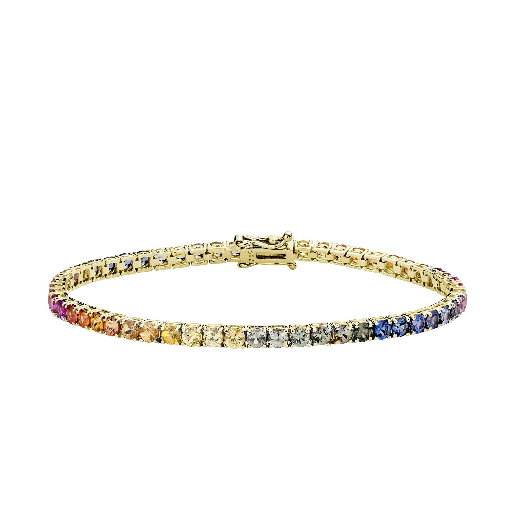 Tennis-Armband Rainbow | Saphir | 18 Karat Gelbgold