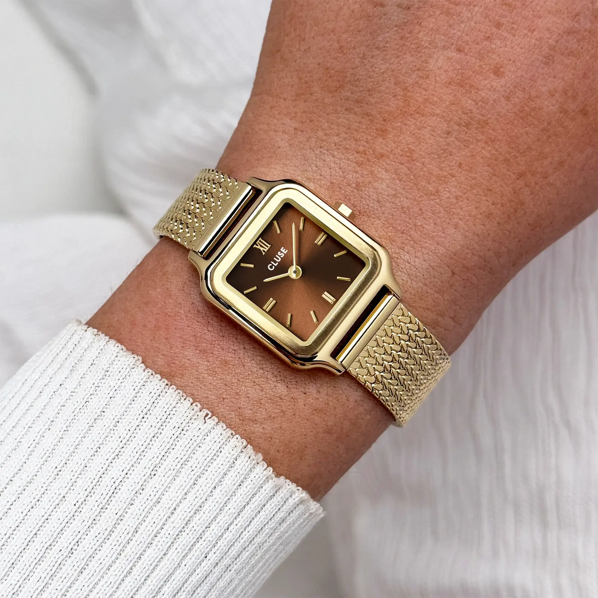 Cluse Gracieuse Petite | Mesh | Gold-tone | Brown dial