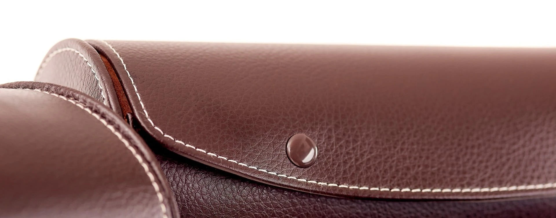 Uhrenrolle in schokobraunem Leder zur Aufbewahrung von 3-4 Uhren mit Druckknöpfen