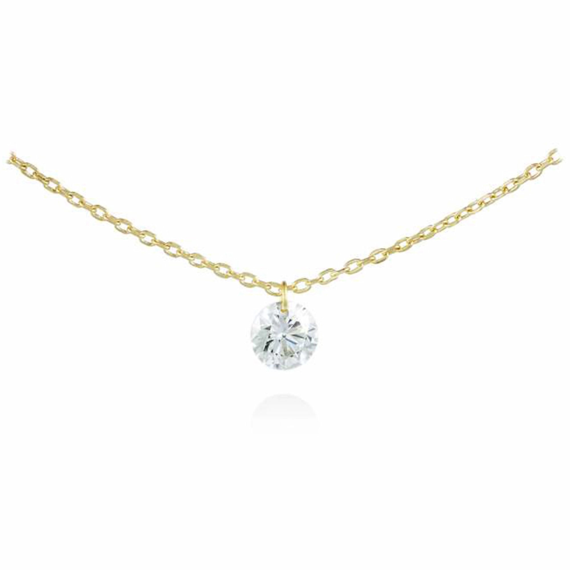 Produktfotografie mit weißem Hintergrund der Marina Garcia Halskette A6141AM in Gelbgold mit einem Flying Diamond als Anhänger