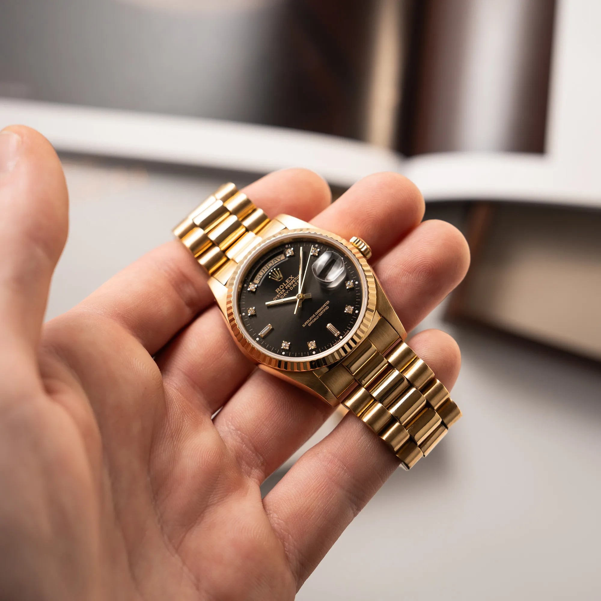 Day-Date 36 | 18238 | Box & Papiere 1989 | Black Diamond Dial