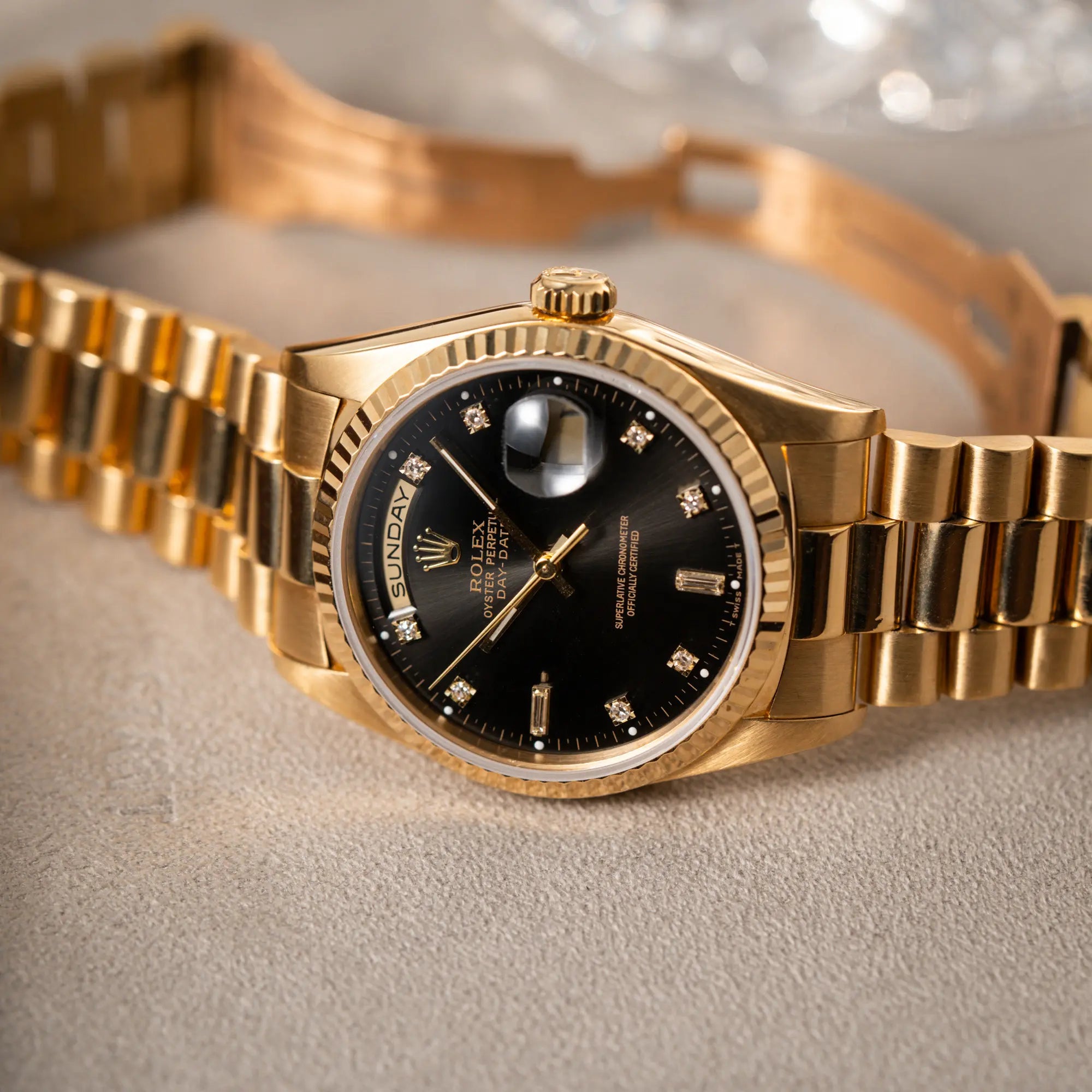 Day-Date 36 | 18238 | Box & Papiere 1989 | Black Diamond Dial