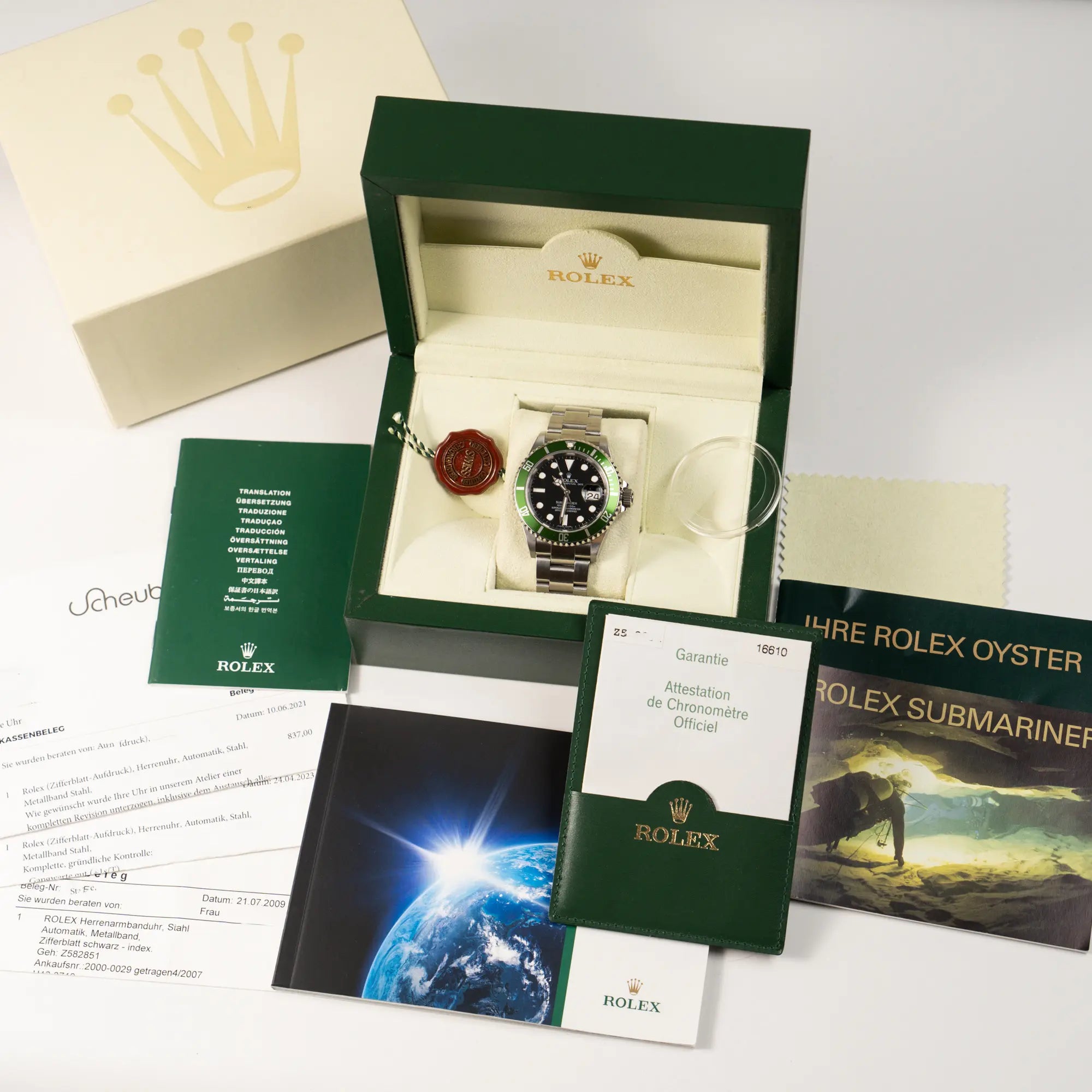 Submariner Date "Kermit" | 16610LV | Full-Set Service 21