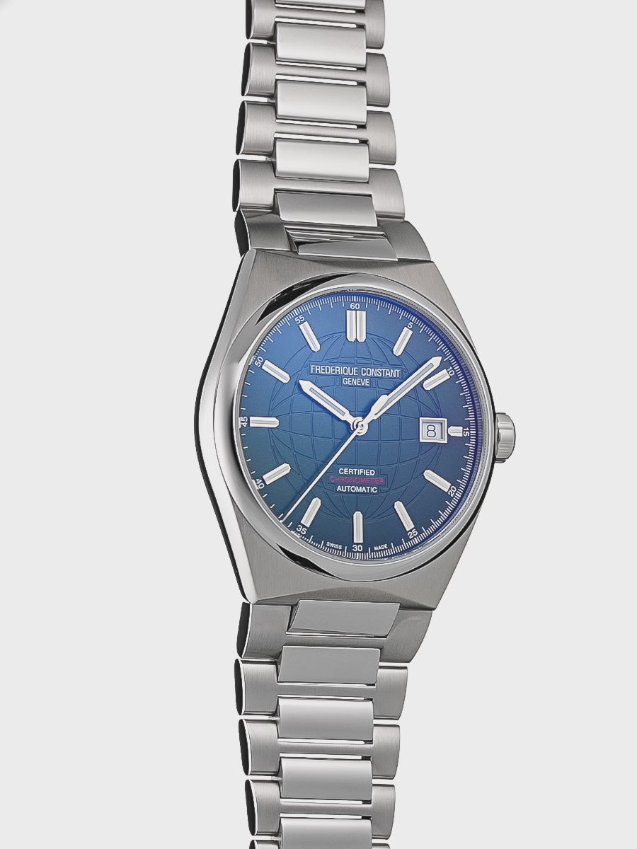 Produktvideo des Uhren-Modells "Highlife Automatic COSC" mit dem grünen Sonnenschliff Zifferblatt von Frederique Constant
