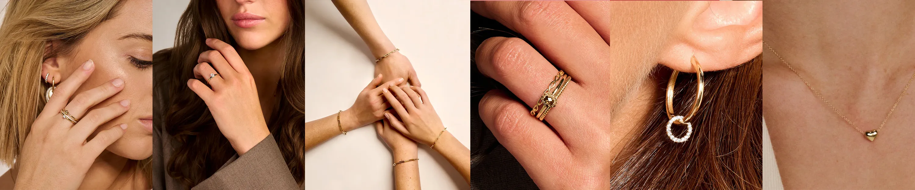 Foto-Kollage von Frauen, die verschiedene Schmuckstücke von Blush-Jewels tragen