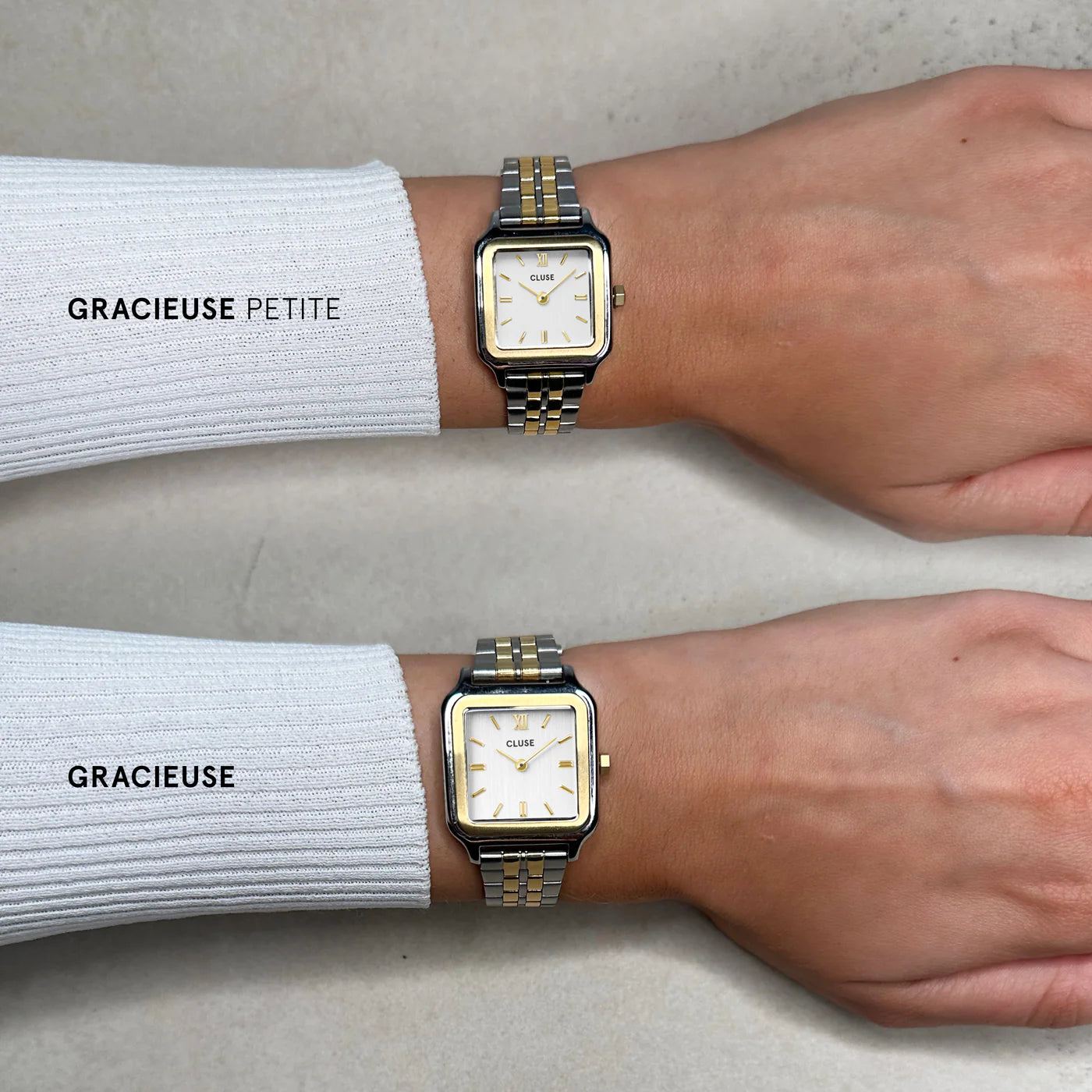 Vergleich der Gracieuse Uhr mit der Gracieuse Petite Uhr von Cluse