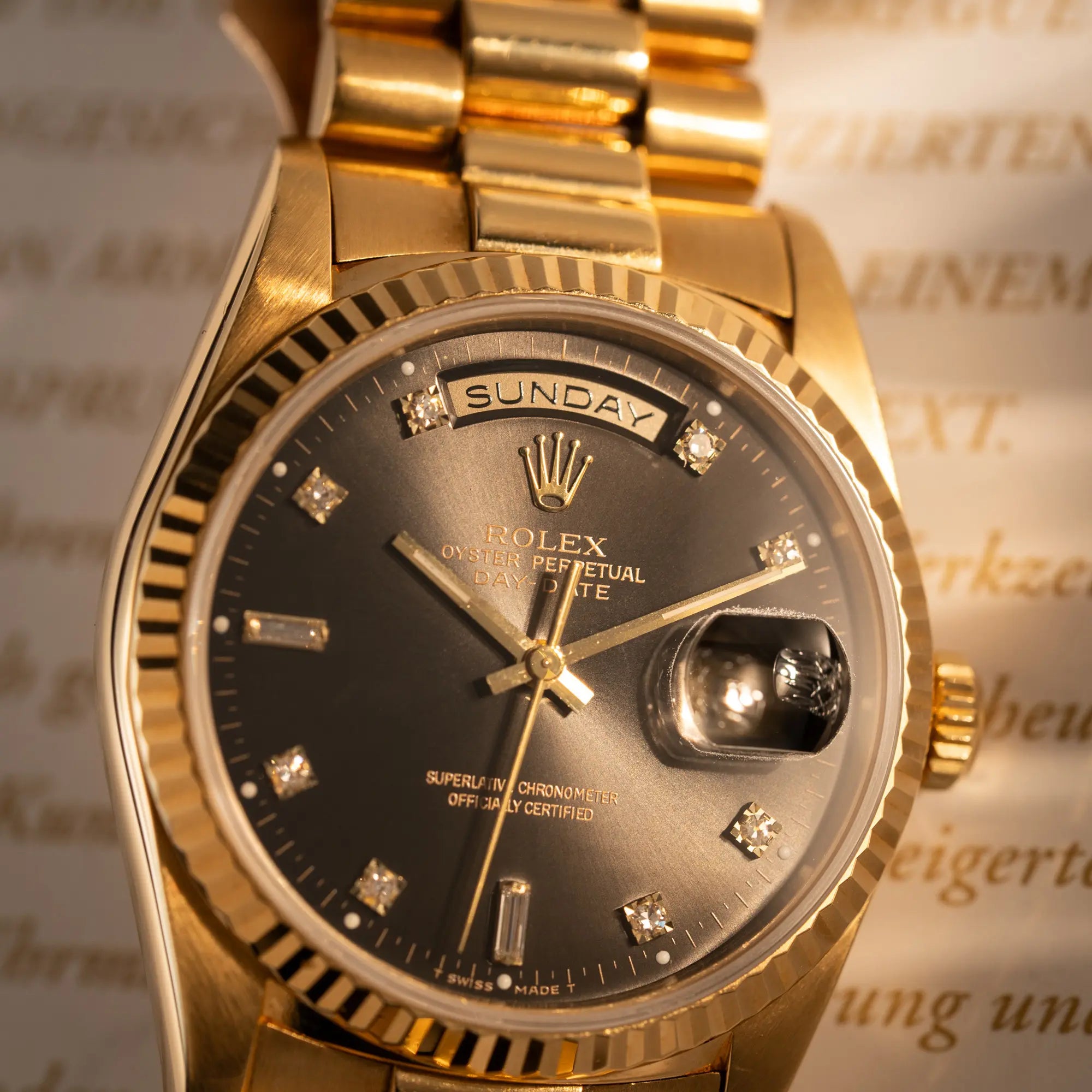 Day-Date 36 | 18238 | Box & Papiere 1989 | Black Diamond Dial