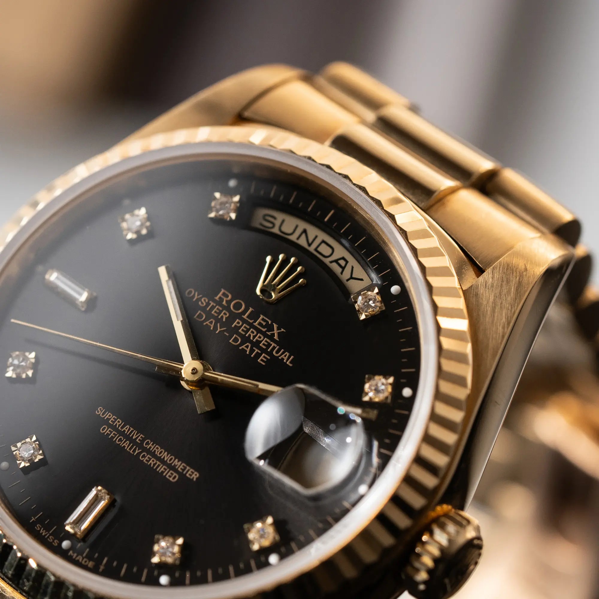 Day-Date 36 | 18238 | Box & Papiere 1989 | Black Diamond Dial