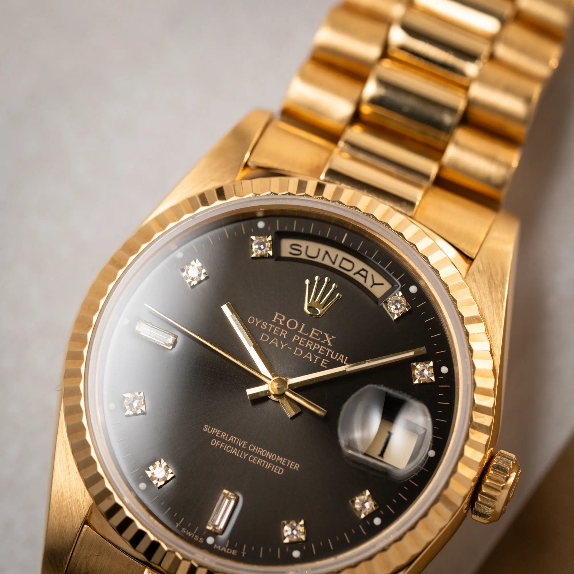 Day-Date 36 | 18238 | Box & Papiere 1989 | Black Diamond Dial