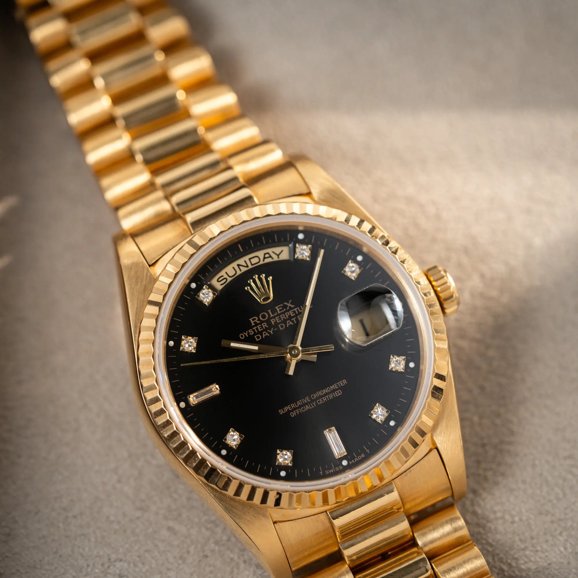 Day-Date 36 | 18238 | Box & Papiere 1989 | Black Diamond Dial