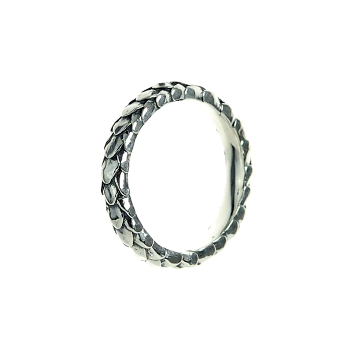 Silberner Elf Craft Ring, dessen Look an eine Drachenhaut erinnert