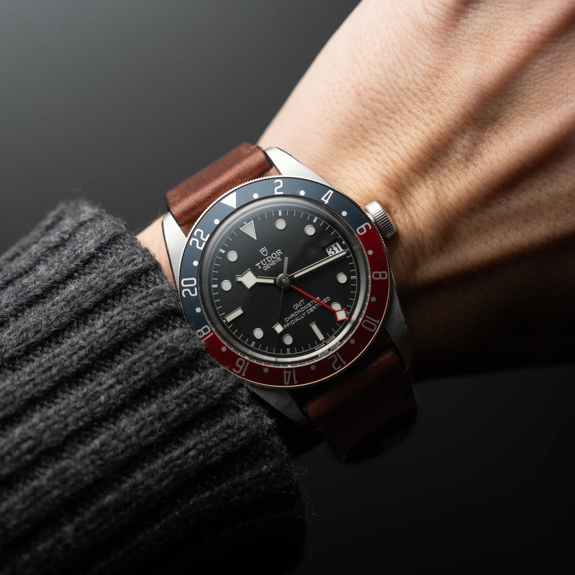 Tudor gmt pepsi leather on sale