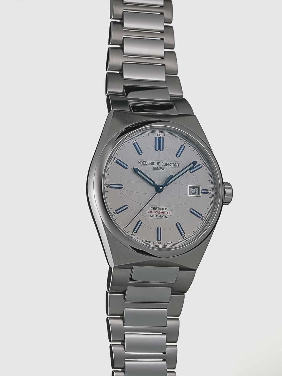 Produktvideo des Uhren-Modells "Highlife Automatic COSC" mit dem weißen Zifferblatt von Frederique Constant